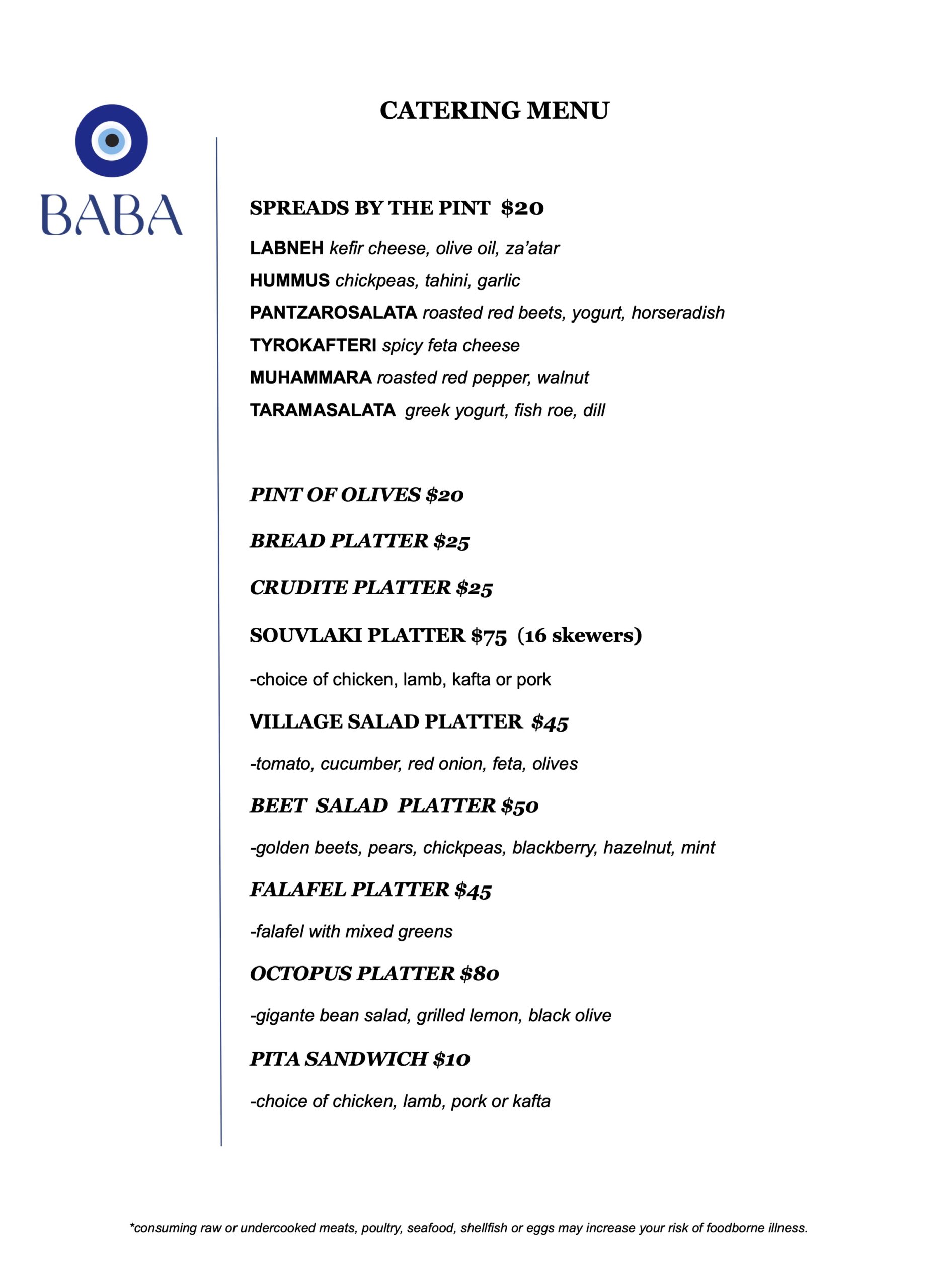Catering Menu